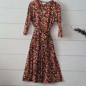 rust floral midi dress
